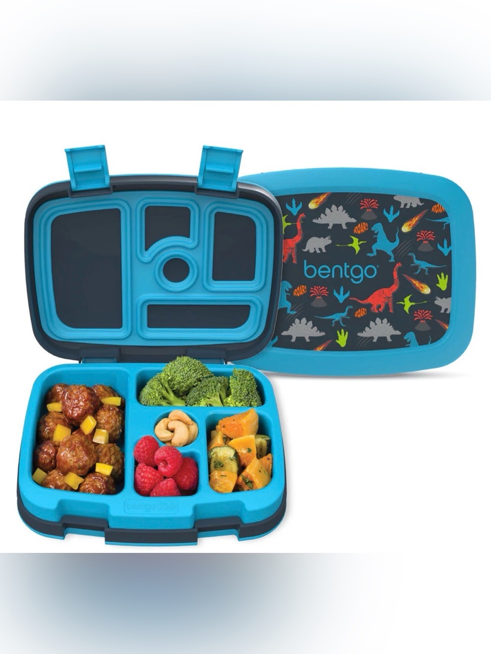 Bentgo Kids Leak-Proof Bento Lunch Box, Navy Dinosaur, Ages 3-7, BGKDPT-DNO